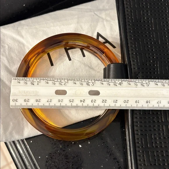 *Thacker Mini Le Bucket Tortoiseshell Ring Double Handle Black Leather Crossbody - Picture 10 of 10